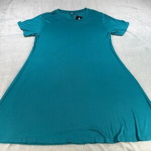 Molerani Womens XL Teal Blue Short Sleeve A-Line T-Shirt Dress Crew Neck Stretch